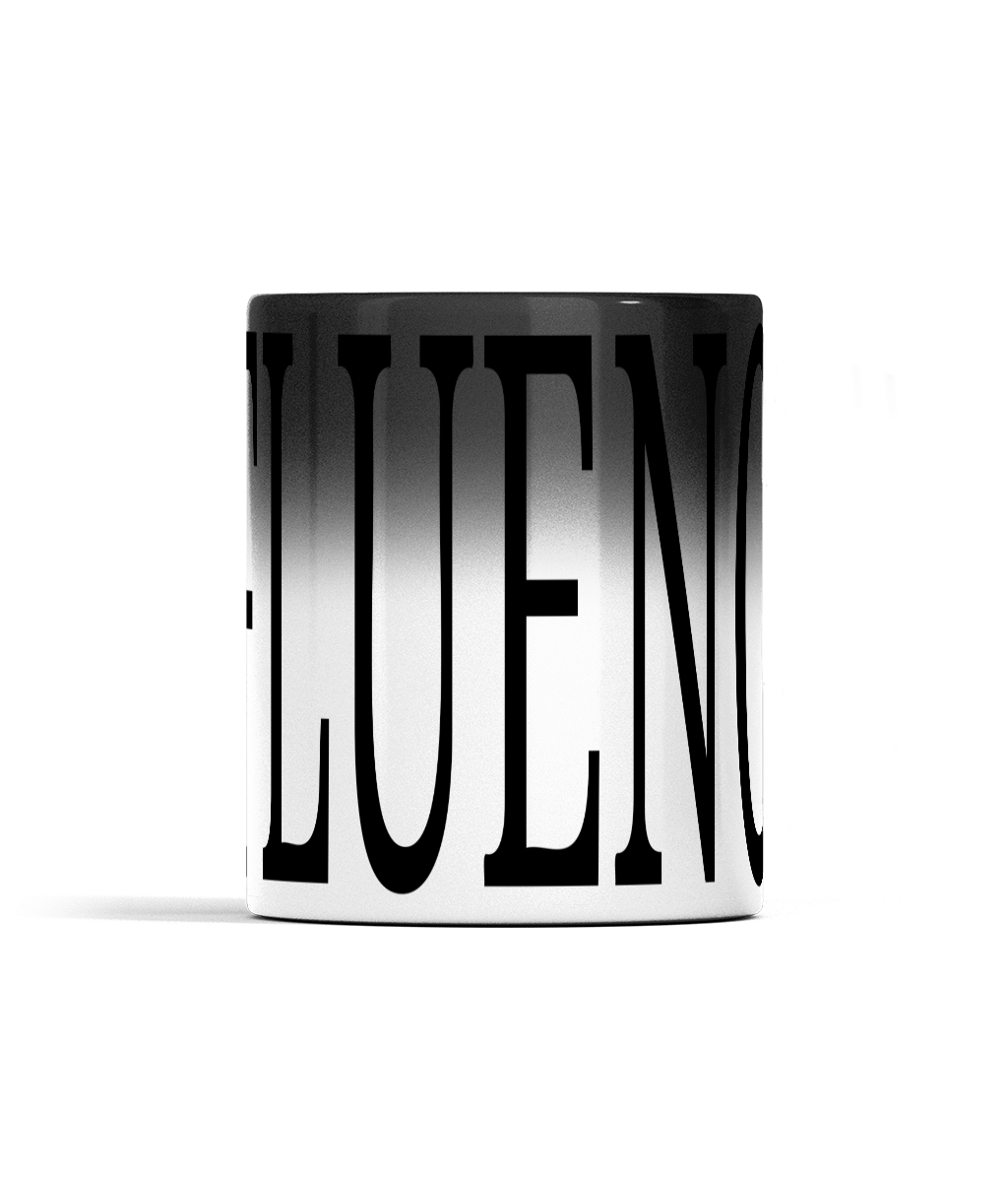 11oz INFLUENCER Colour Changing Mug For Tea, Coffee Or Hot Drinks Black Colour When Cold INFLUENCER Appears And Turns To White Ceramic Tea Cup When Warm