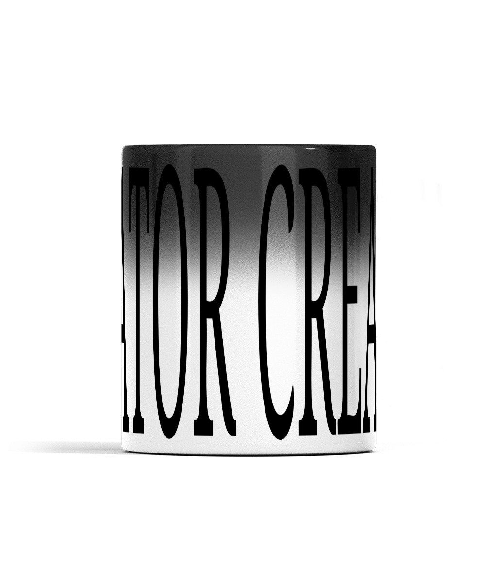 11oz CREATOR Colour Changing Mug For Tea, Coffee Or Hot Drinks Black Colour When Cold CREATOR Appears And Turns To White Ceramic Tea Cup When Warm