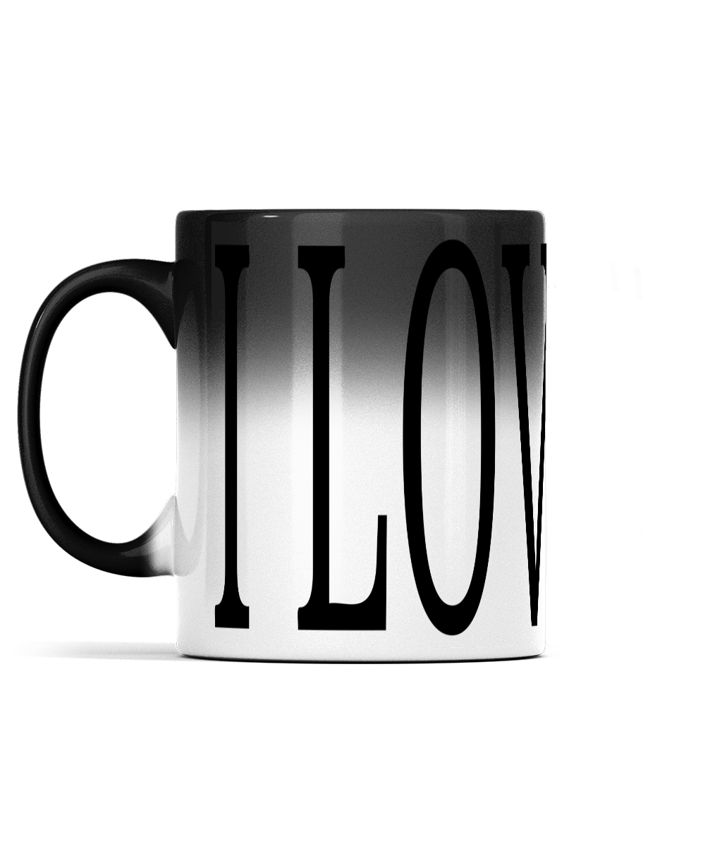 11oz I LOVE YOU Colour Changing Mug For Tea, Coffee Or Hot Drinks Black Colour When Cold I LOVE YOU Appears And Turns To White Ceramic Tea Cup When Warm