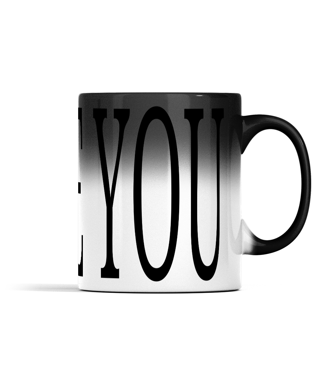 11oz I LOVE YOU Colour Changing Mug For Tea, Coffee Or Hot Drinks Black Colour When Cold I LOVE YOU Appears And Turns To White Ceramic Tea Cup When Warm