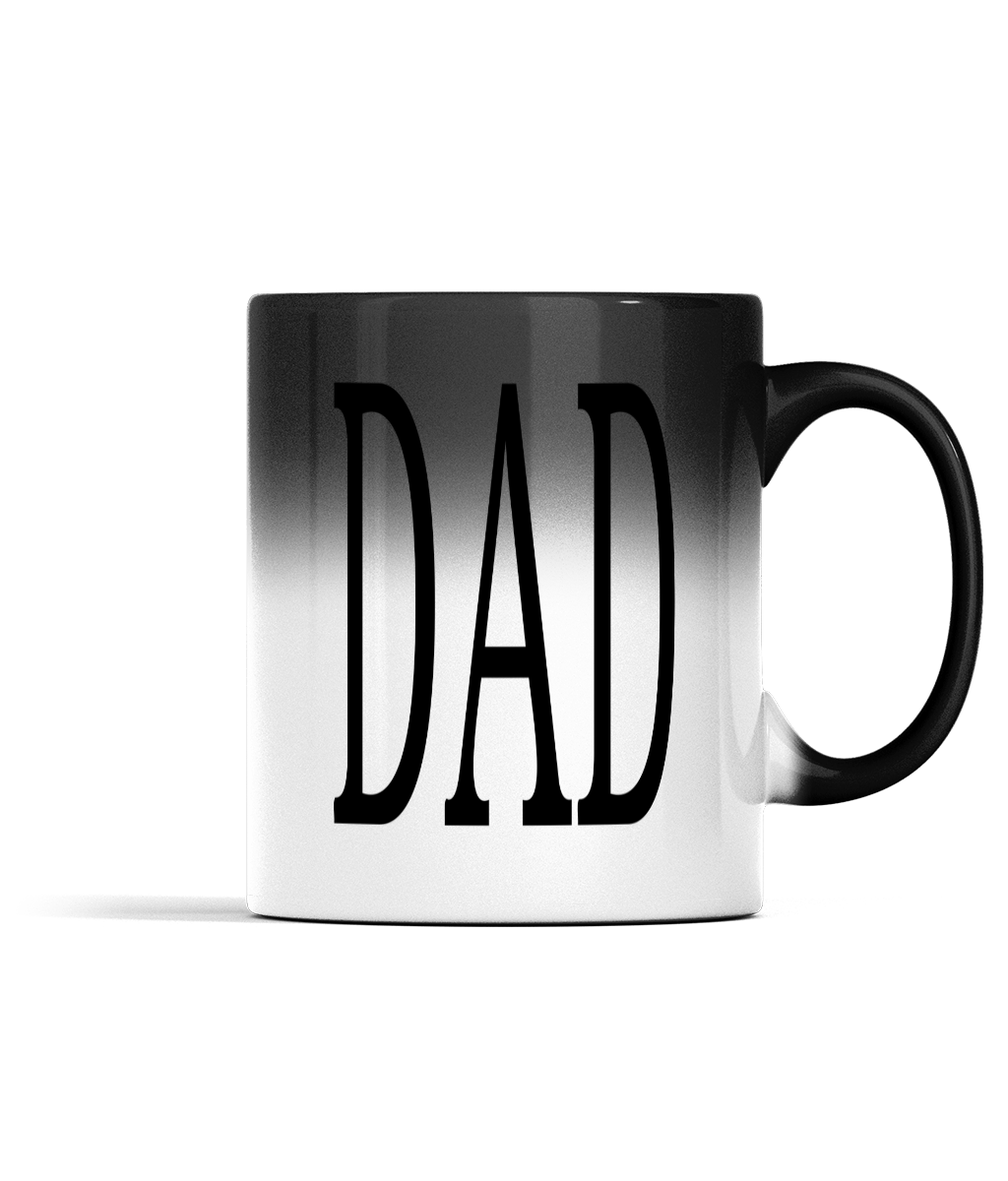 11oz DAD Colour Changing Mug For Tea, Coffee Or Hot Drinks Black Colour When Cold DAD Appears And Turns To White Tea Cup