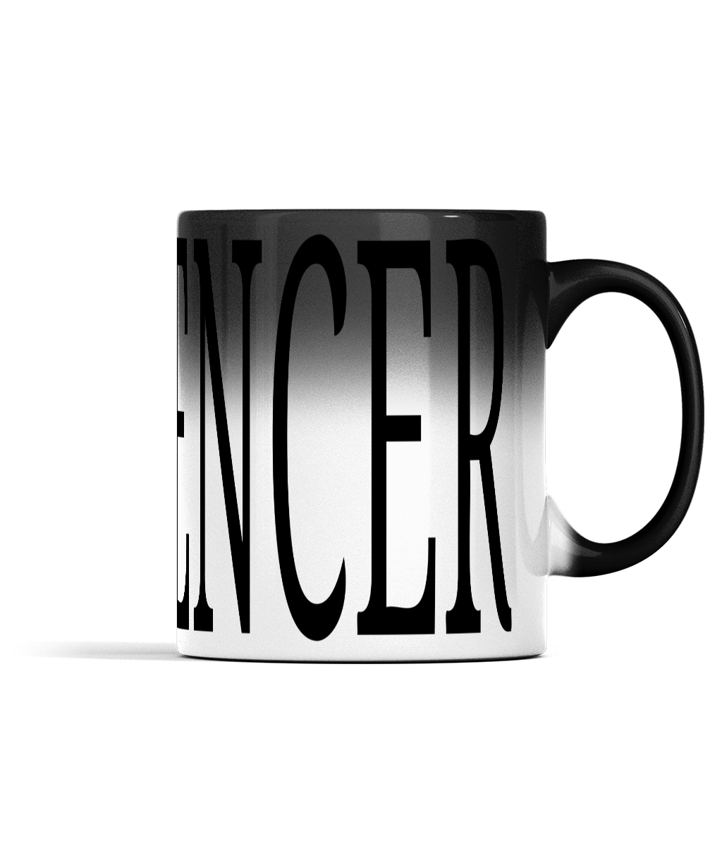 11oz INFLUENCER Colour Changing Mug For Tea, Coffee Or Hot Drinks Black Colour When Cold INFLUENCER Appears And Turns To White Ceramic Tea Cup When Warm