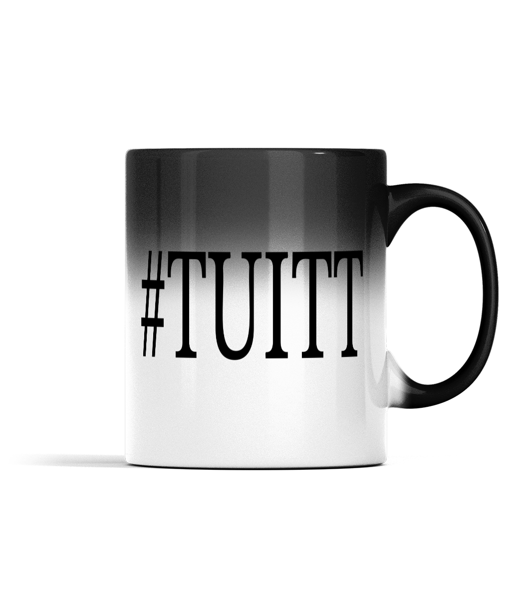 11oz TUITT Colour Changing Mug For Tea, Coffee Or Warm Drinks Black Colour When Cold #TUITT Appears And Turns To White Ceramic Tea Cup When Warm