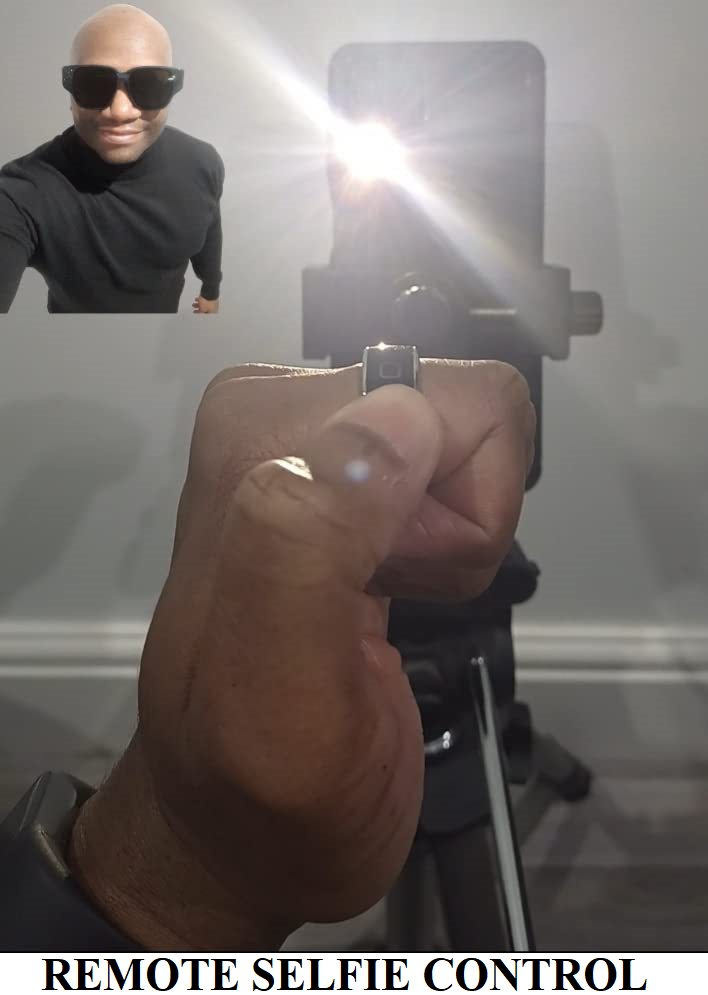 TUITT Smart Ring for Mobile Selfie Ring Camera Photo Taking and Music Play, Pause, Skip, Music Remote Control, Mobile Device Compatible Bluetooth Remote Control with NFC Box Lid