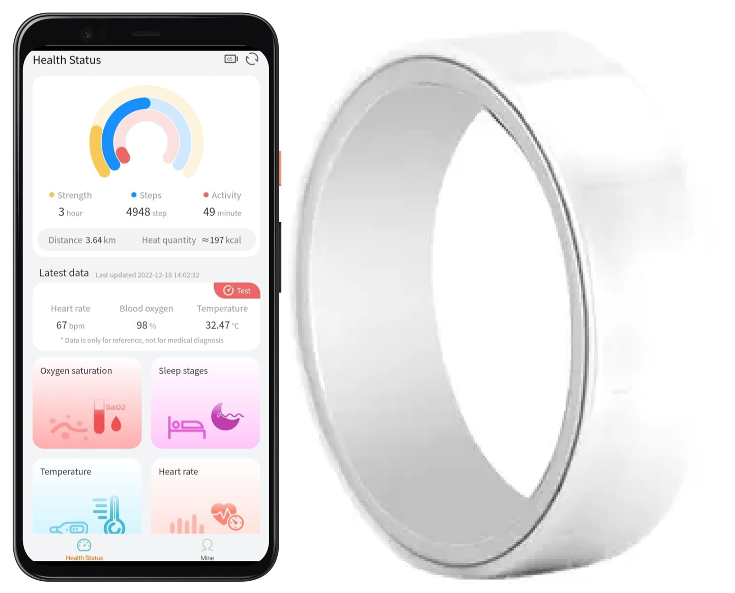 TUITT Sleep Tracker Smart Ring, Fitness Tracker Ring, Health Smart Ring, Sleep Ring with Heart Rate Monitor, Thermometer, Pedometer and Step Counter