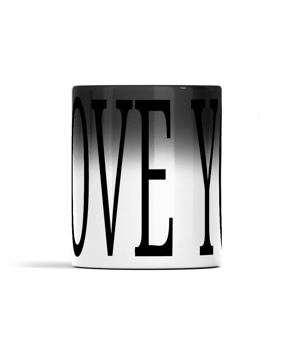 11oz I LOVE YOU Colour Changing Mug For Tea, Coffee Or Hot Drinks Black Colour When Cold I LOVE YOU Appears And Turns To White Ceramic Tea Cup When Warm