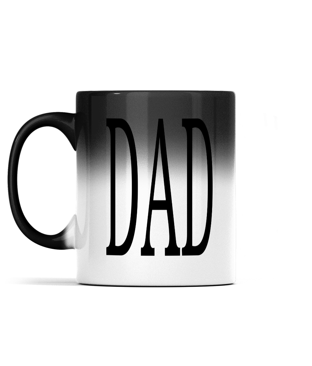 11oz DAD Colour Changing Mug For Tea, Coffee Or Hot Drinks Black Colour When Cold DAD Appears And Turns To White Tea Cup