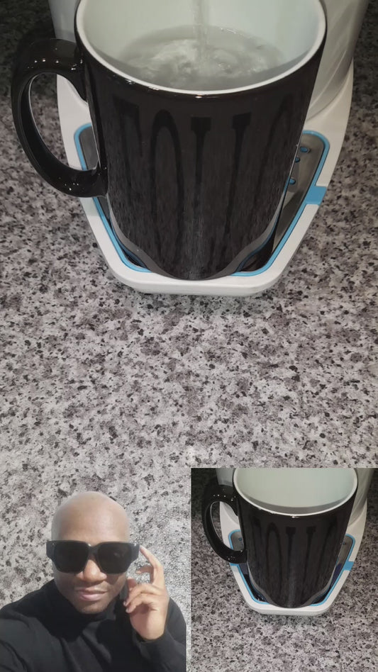 11oz FOLLOW Colour Changing Mug For Tea, Coffee Or Hot Drinks Black Colour When Cold FOLLOW Appears And Turns To White Ceramic Tea Cup When Warm