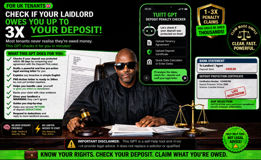 Landlord Owe You Up To 3× Your Home Or Flat Deposit? (UK) Tenants Check If You Have A Deposit Penalty Payment From Tenancy Letting Agent GPT - Download Delivery